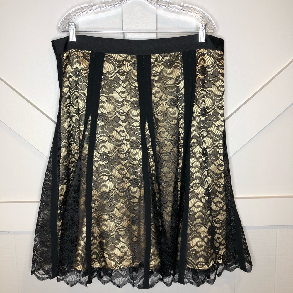 Apostrophe Whimsigoth Black Lace Satin MIDI Skirt Size XL Grunge Fairy Core Y2K